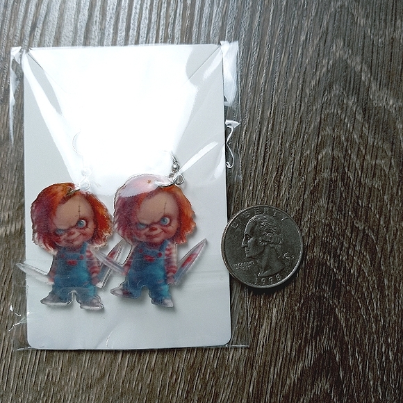 ♥️ BUNDLE ONLY New Chucky's Childs Play Horror Dangle Drop Earrings - Picture 3 of 4